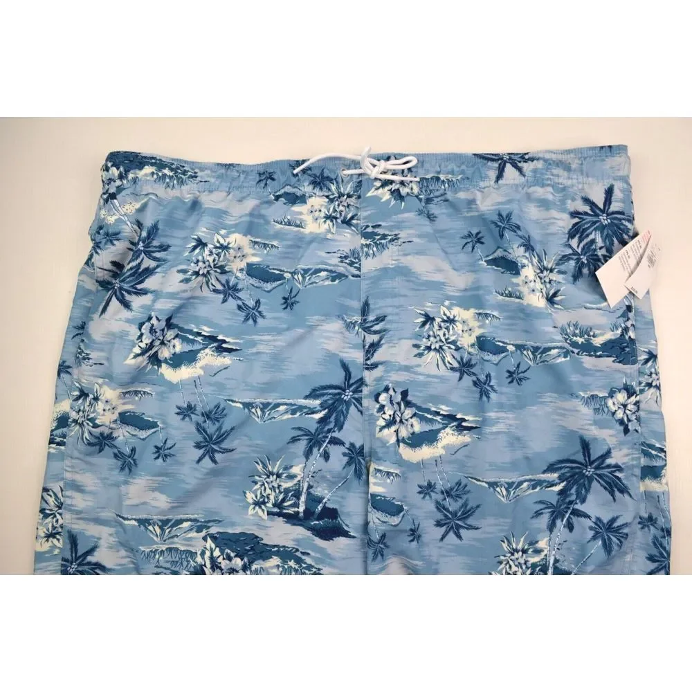 Old Navy Men's Draw‎ String Blue F/oral Swim Trunks Shorts Size XXL Inseam 7